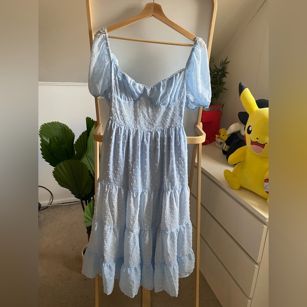 Light Blue Open Back Maxi Dress